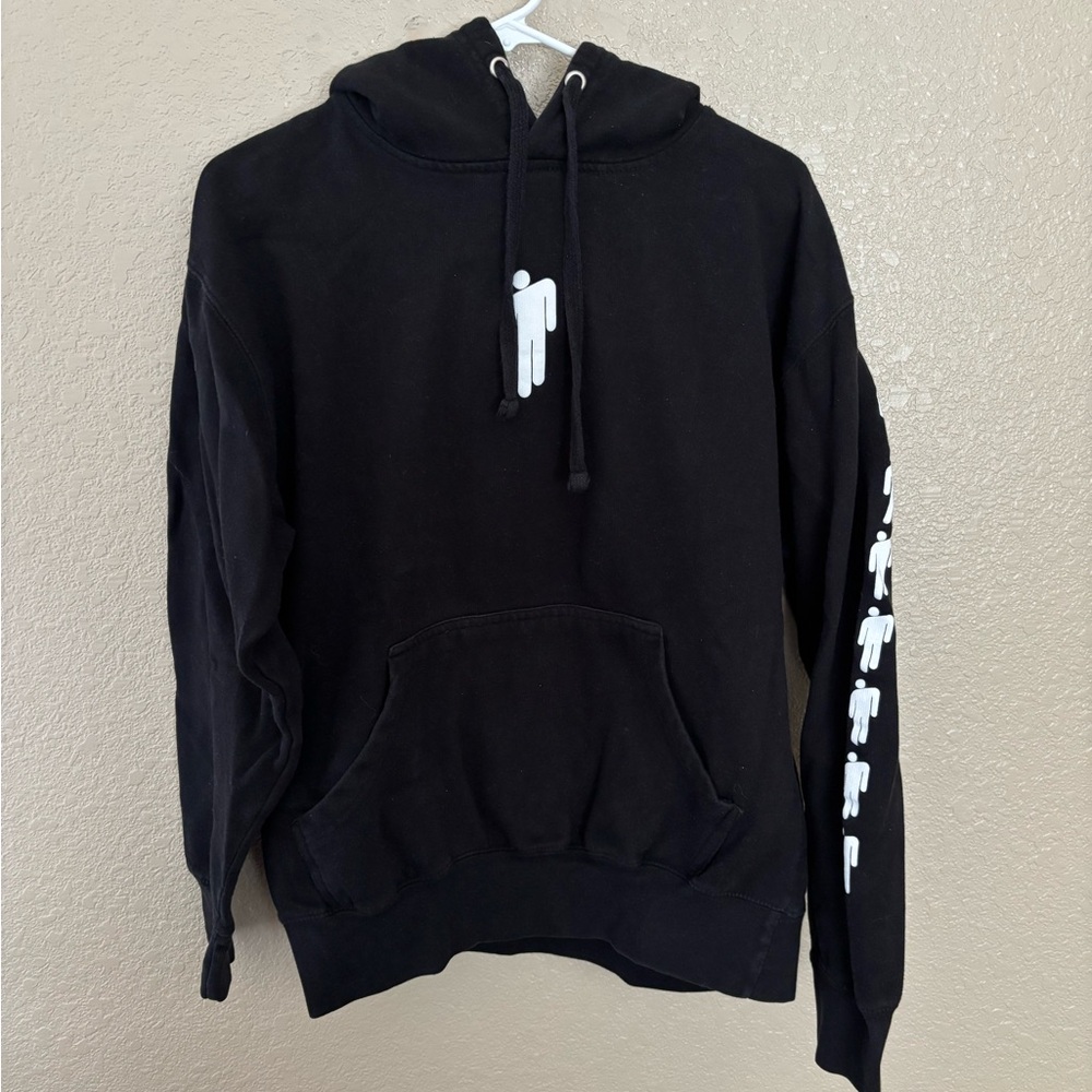 Billie Eilish Black and White Pullover Sweatshirt with Sleeve Graphics